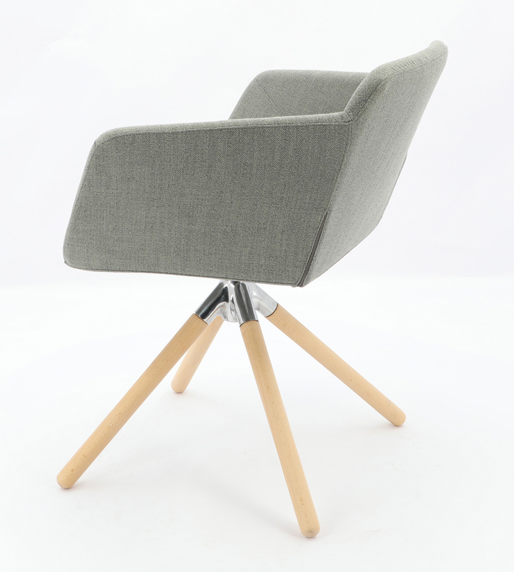 Wood Legs Grey Fabric Accent Furniture Design Chair（DU-1712-A1C）