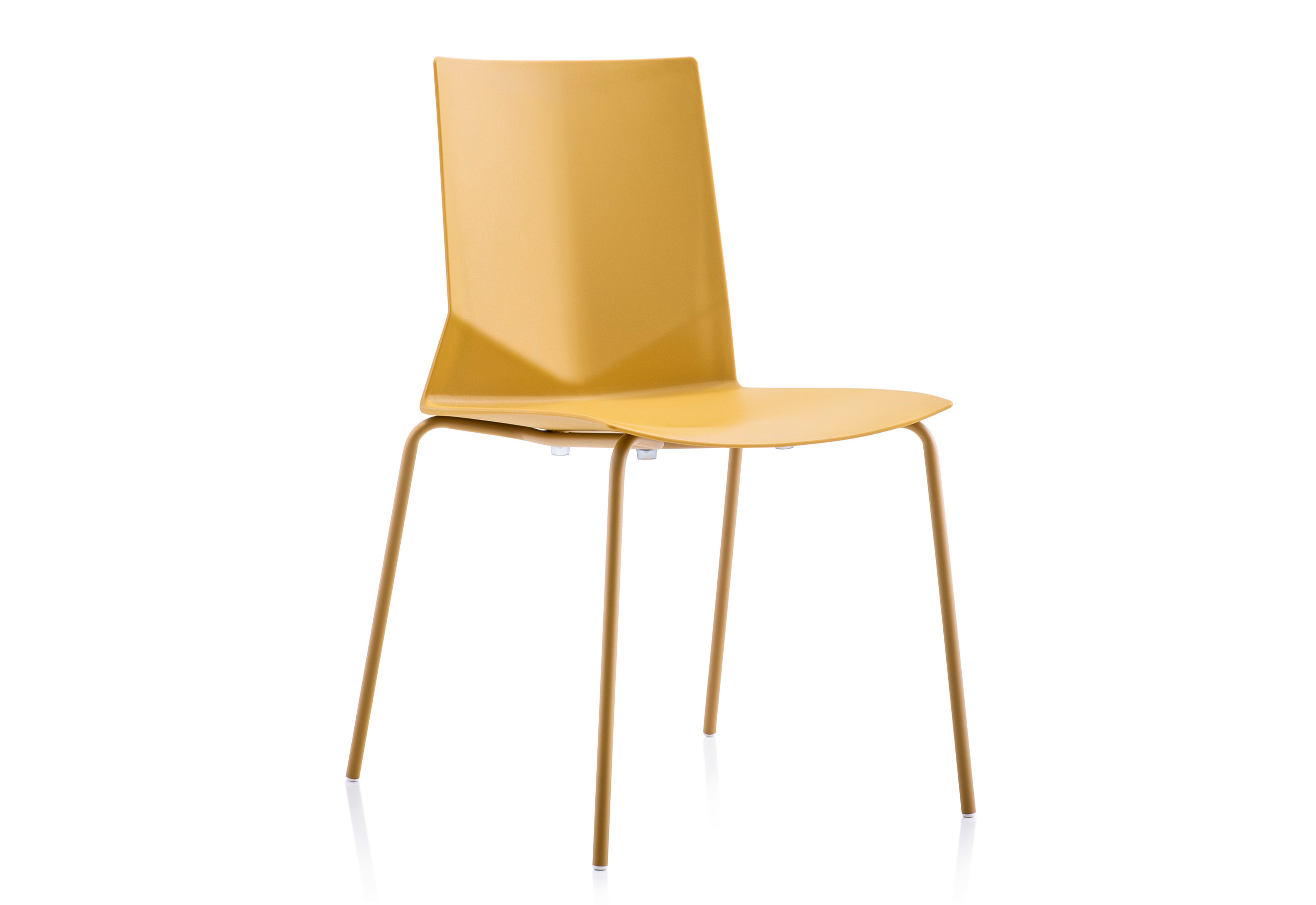 Yellow PP Plastic Chair With Powder Coated Sled Legs (081C-S)