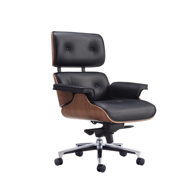 Walnut Modern Luxury Swivel Leather Office Chair(DU-388M)